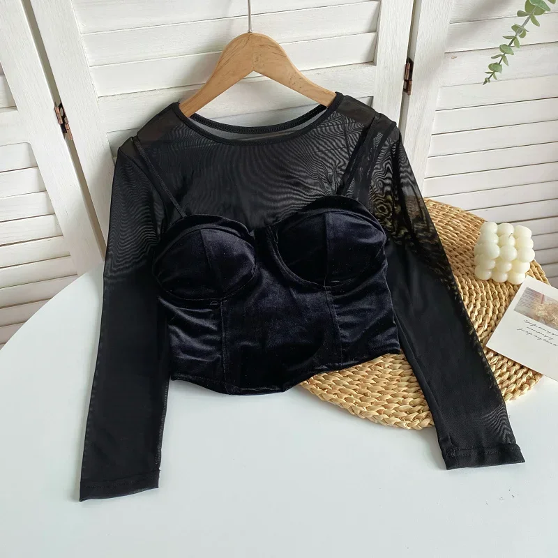 Женская однотонная футболка с длинным рукавом