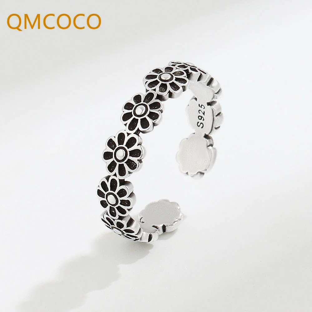 Фото QMCOCO корейские модные серебряные кольца с милыми цветами для женщин креативные маленькие маргаритки для девочек на день рождения Детские ювелирные изделия подарки №1
