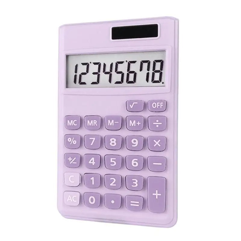 Home Calculators 8-Digit Calculator Solar Powered With LCD Display Screen Electronic Calculators Dual Power Handheld Calculator