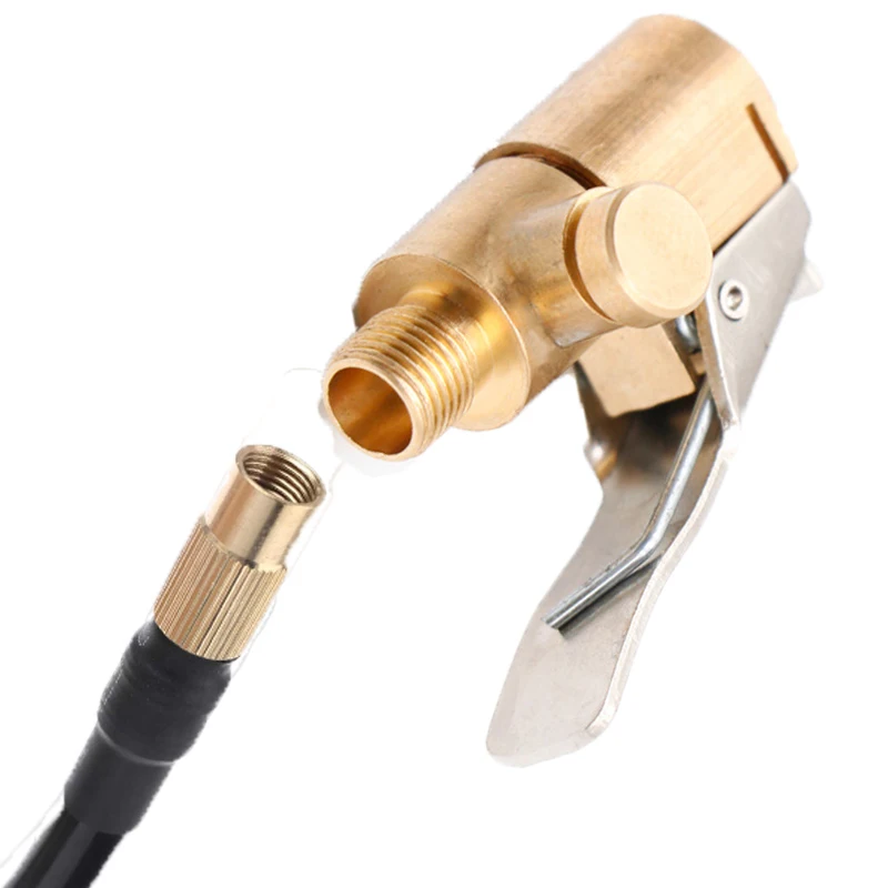

1pcs Portable Deflatable Car Brass 8mm Tire Wheel Air Chuck Pump Valve Clip Clamp Connector Adapter Auto Accessories Tyre Valve