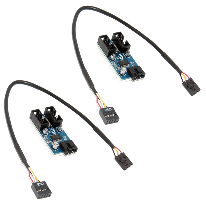 

2X 9Pin Motherboard Header To Dual 9-Pin Male USB Extension Adapter Splitter Cable