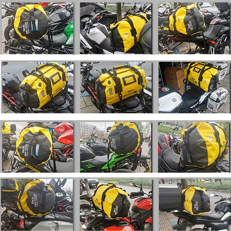 

Motorcycle Waterproof Tail Saddle Bag 48L/66L PVC Durable Dry Luggage Outdoor Bag Motorbike Rear Seat Bag Accessory Storage