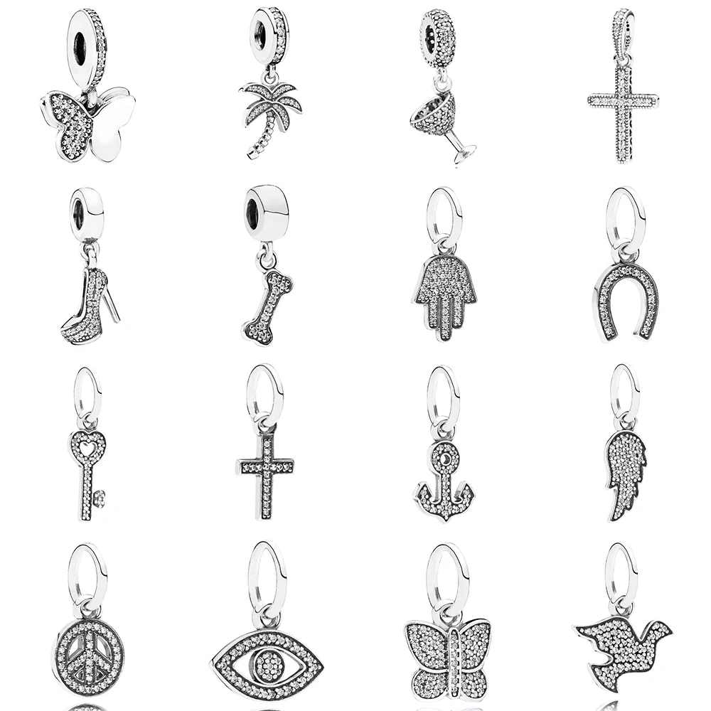 

Pam S925 Silver Set Auger Dove Memorial Cross Was Hanging, Beaded Jewelry DIY A Variety Of Tie-in Necklace Jewelry Accessories