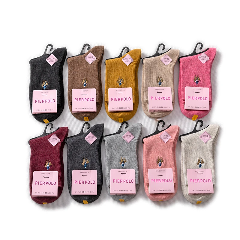 New women's socks 200 needle cotton knitted rib solid color 10 colors Four Seasons Women's socks breathable fashion