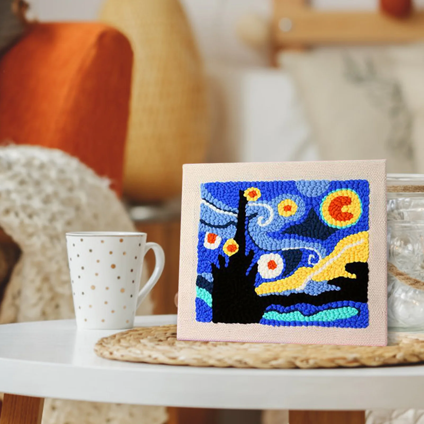 

Punch Needle Embroidery Kit With Needle Threader For DIY Beginners Easy Embroidery Needlework Poke Embroidery Cross Stitch Set