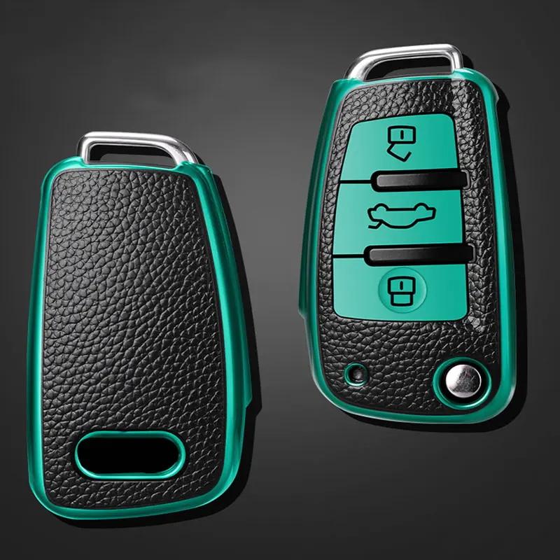 

Leather TPU Car Flip Key Cover Case Bag Shell Hodler for Audi A3 8L 8P A4 B6 B7 B8 A6 C5 C6 4F RS3 Q3 Q7 TT 8L 8V S3 Protector