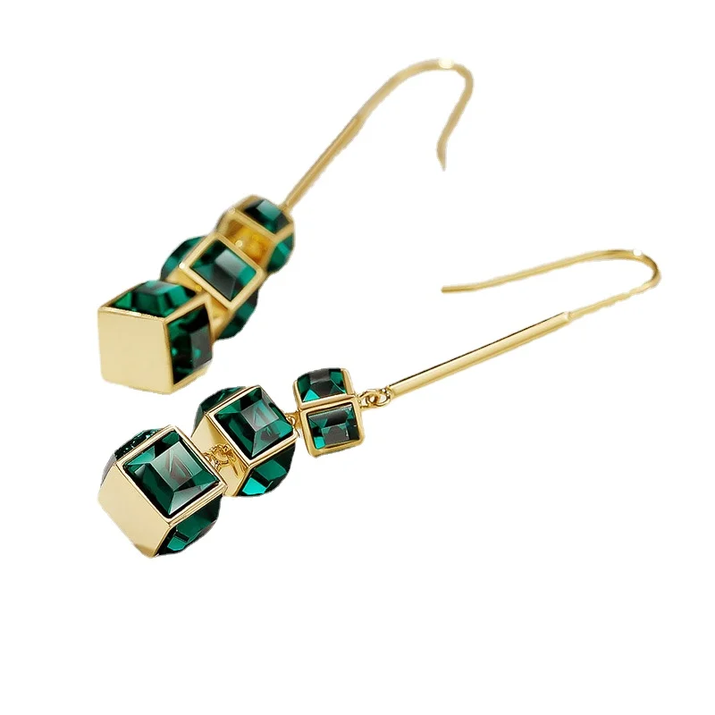 

Высококачественные французские весенне-летние серьги-подвески в стиле ретро, зеленые серьги