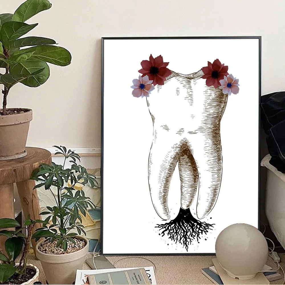 Painting Teeth Art Classic Small Size Poster Kraft Paper Vintage Wall Study Aesthetic St