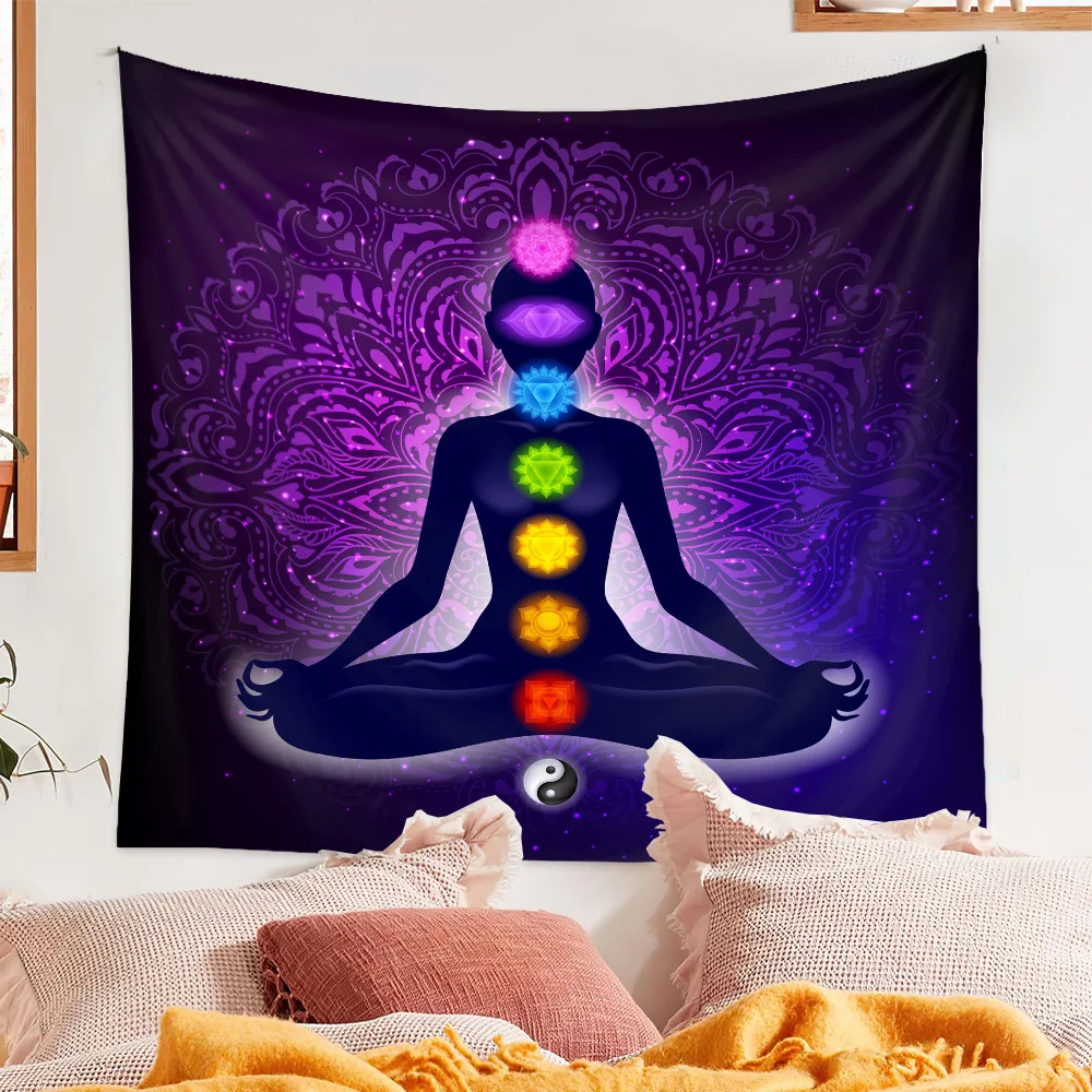Datura Yoga Tapestry Home Decor Tapestries Decoration Bedroom Tapestry Free Shipping Kawaii Room Decor Decoration for Rooms Y2k