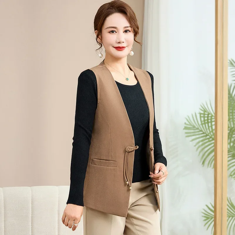 Весна-Осень новый стиль однотонный жилет с v-образным вырезом повседневная