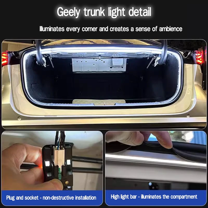 Фото Для багажника Toyota Corolla, светодиодная окружающая подсветка, внутренняя светодиодная гибкая световая полоса, световая полоса задней двери, модификация, аксессуары №4