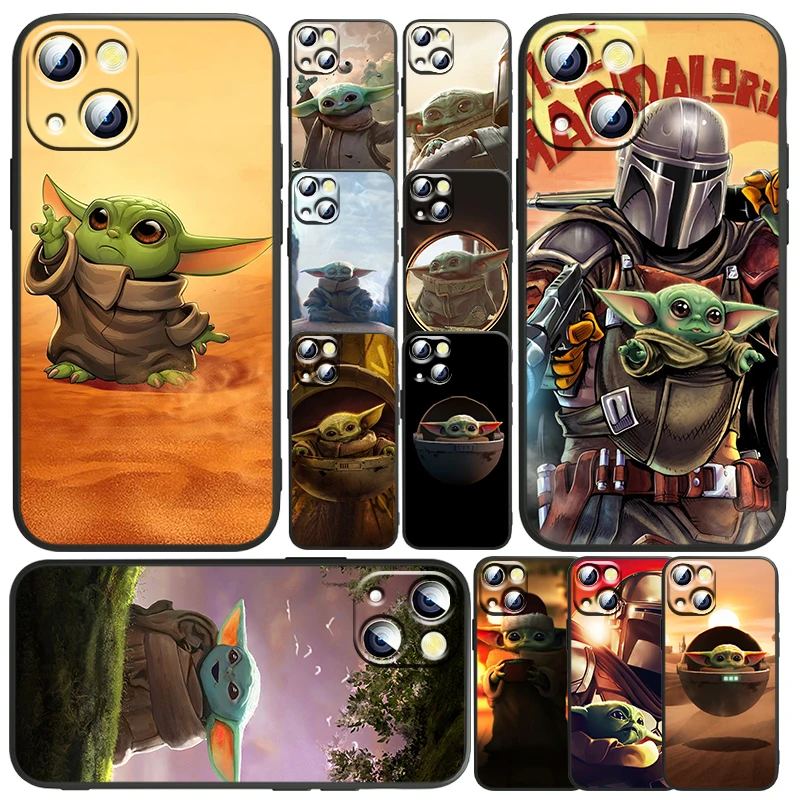 

Star Wars Baby Yoda For Apple iPhone 13 12 11 mini 8 7 6 5 XS XR X SE 2020 Pro Max Plus Black Phone Case Funda Capa