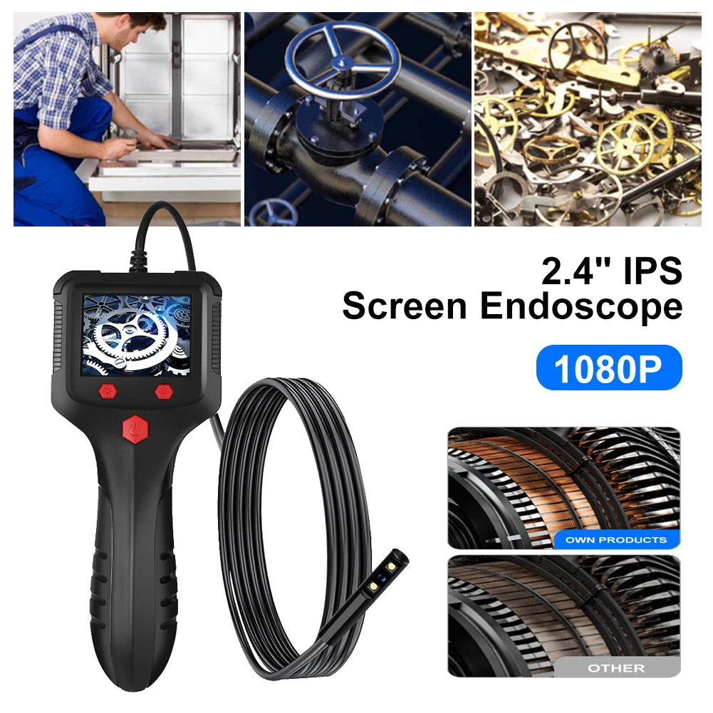 

HD Handheld Endoscope with Screen Pipe Sewer Car Checking Endoscope, 2.4 "IPS Screen, 1080P HD Inspection Camera, New, 2022, 8mm