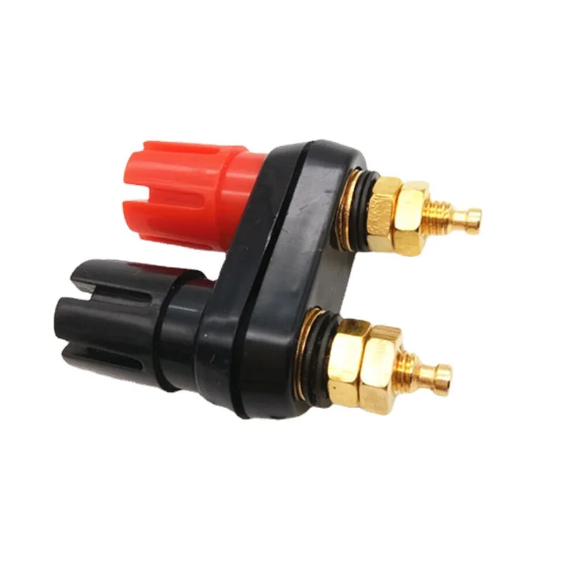 

4pcs/lot Gold plated double plum binding post double - row binding post red black connecting wiring sound post binding terminal