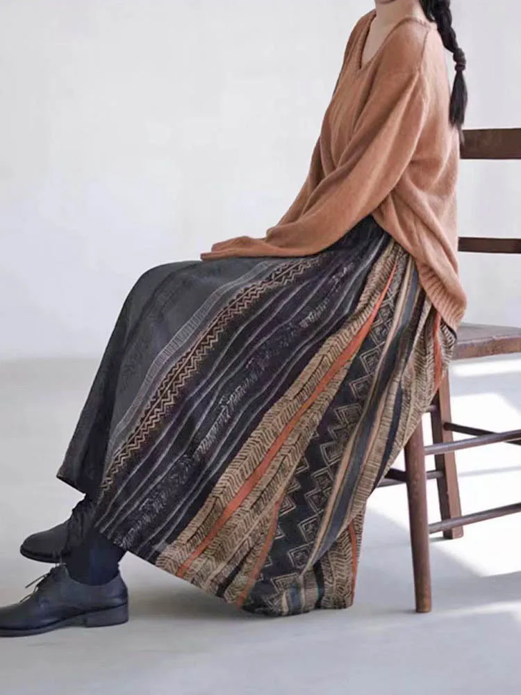 Женская льняная юбка с принтом Max LuLu Повседневная Свободная хлопковая цветочным