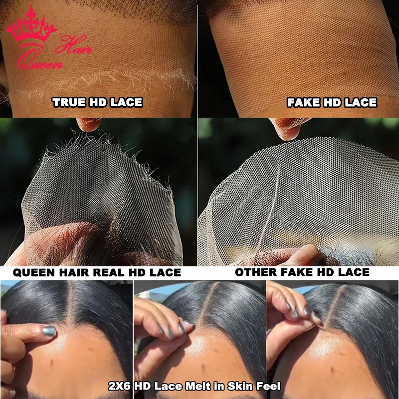 Queen Hair 2x6 HD Lace Closure Wig Kim K Deep Part Wigs Raw Human Bone Straight Invisible
