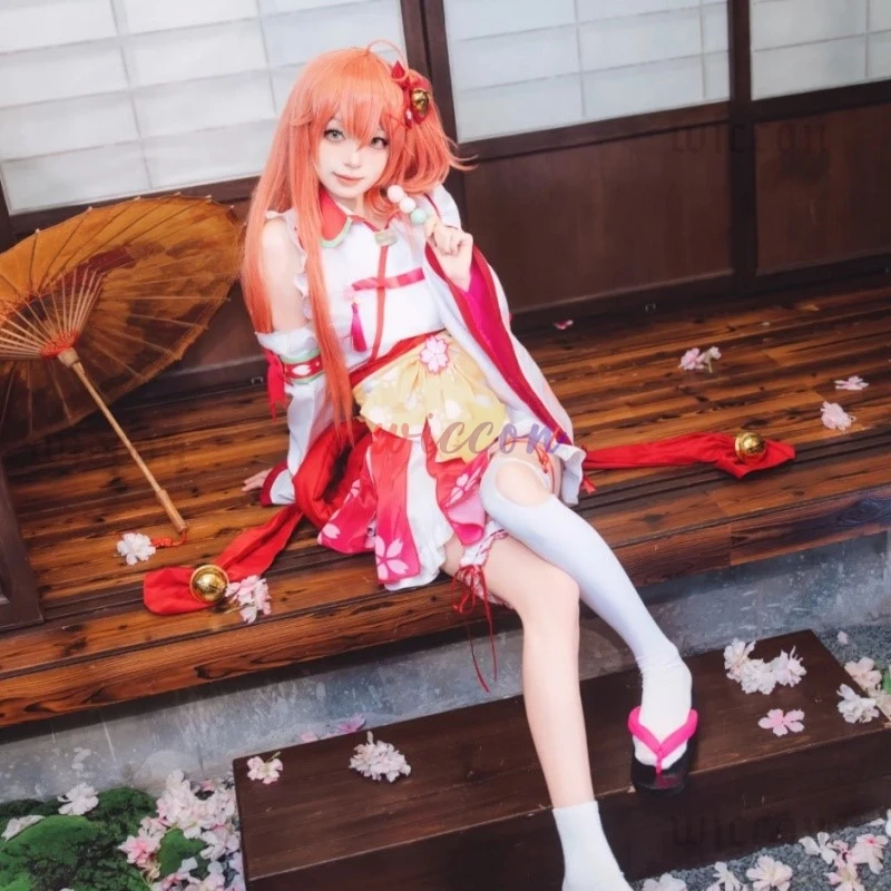 Сакура Мико Косплей Костюм Парик VTuber Hololive Performance Хэллоуин Рождество Необычные