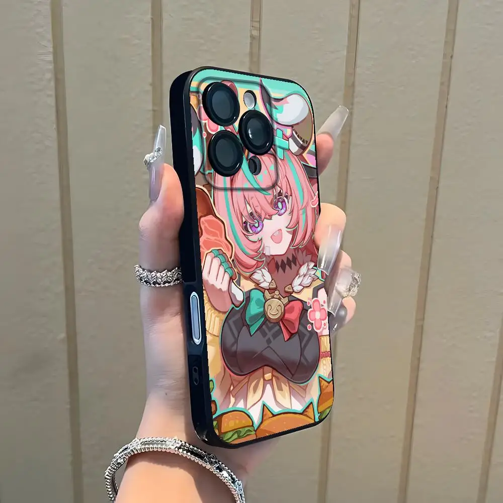 Фото Чехол для телефона Genshin Impact Varesa для iPhone 17 16 15 14 13 12 11 Plus Mini Pro Max, мягкий, черный, противоударный №4