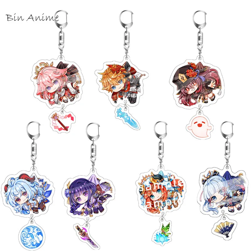 

Popular Genshin Impact Keychain Cartoon Cosplay Keychains with Pendant Metal Car Key Chain Key Ring Men Women Baby Jewelry Gift