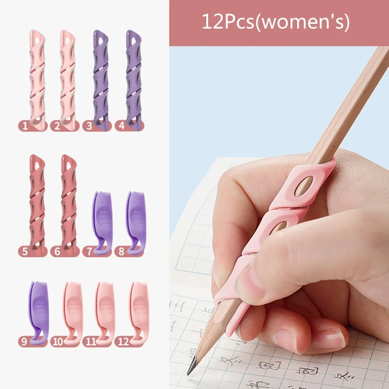 12Pcs Pencil Grips Fit on Fountain Pen Ballpoint Pen Gel Pen Watercolor Markers Great for Kids Relieving Fingers Fatigue