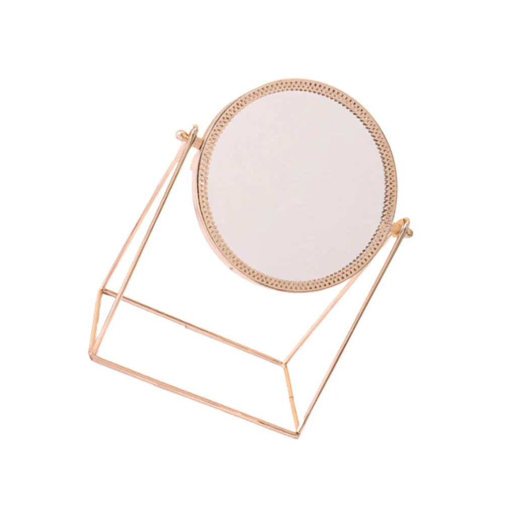 

Mirror Makeup Table Home Decorative Girls Magnifying Comestic Desk Vanity Metal Desktop Rotation Travel Vintage Tabletop