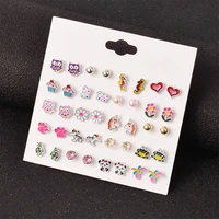 colorful mixed super cute stud earrings animal flower mermaid rainbow unicorn cute earring set gifts for girls kids women xmas