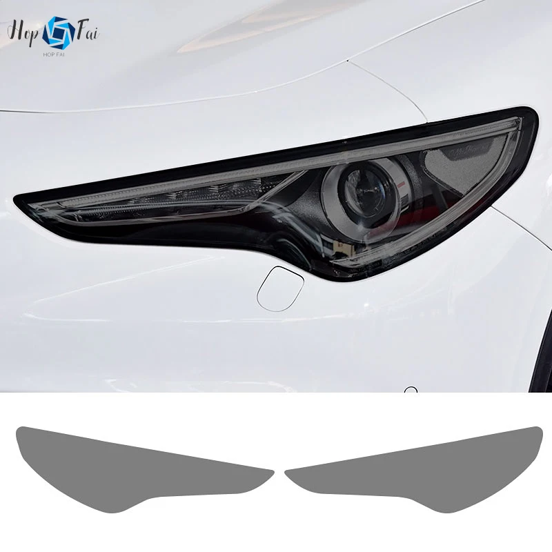 

Car Headlight Protective Film Front Light Transparent Smoked Black TPU Sticker For Alfa Romeo Stelvio 949 2017-On 2020 2021 2022
