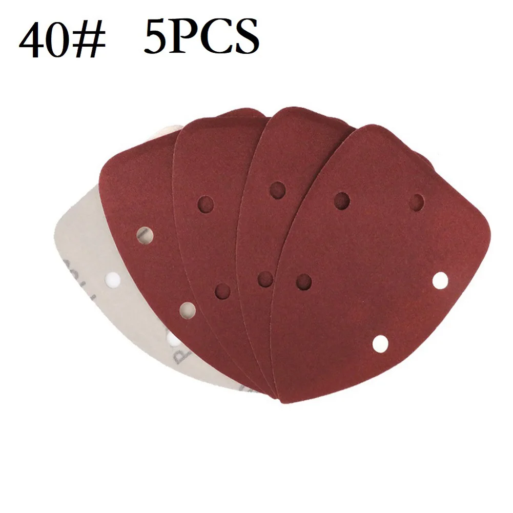 

5pcs/set 140*98mm 5 Holes Sandpaper Triangle Hook & Loop Abrasive Sanding Disc Grit 40-1000 Fit For All 140mm Detail Sanders