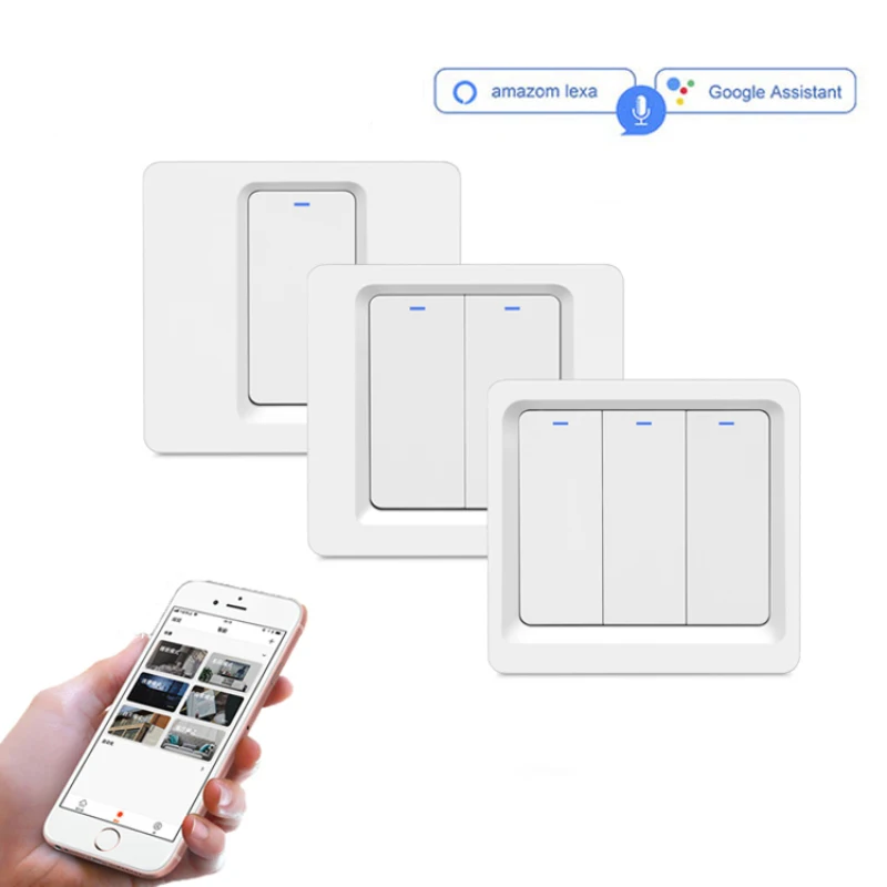

Smart WIFI Light Wall Switch Wire Neutral Wireless Smart Life Control Touch Light EU Button For Alexa Google Home IFTTT Life App