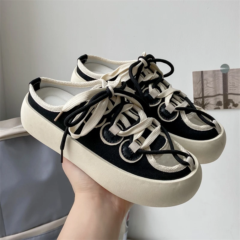 

Женские парусиновые кроссовки DirtySummer, новинка, Студенческая парусиновая обувь на толстом каблуке, Белая обувь на шнуровке, спортивная обувь...