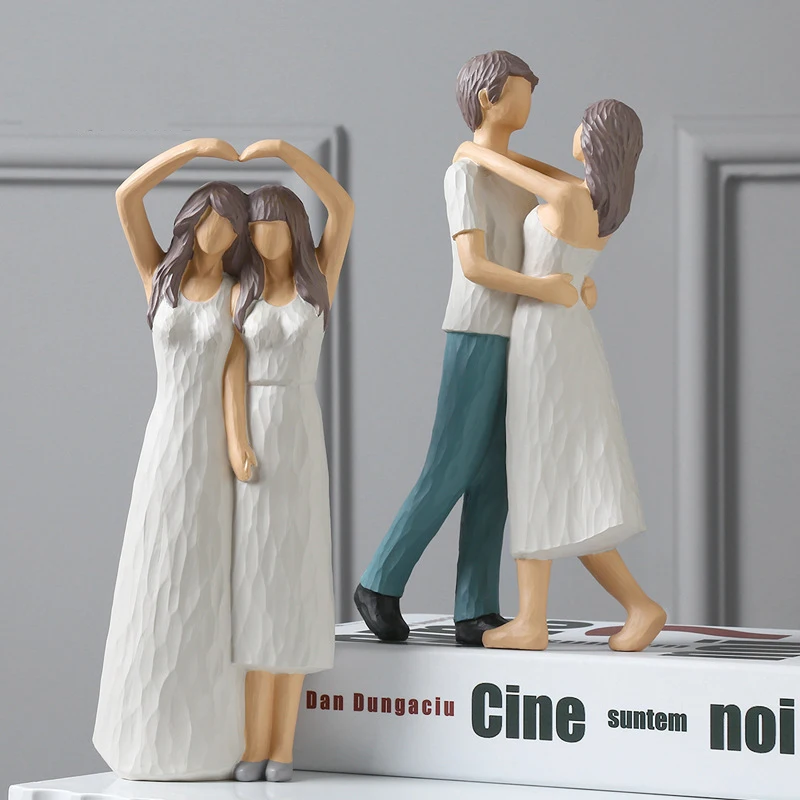 

Скандинавская семейная статуя счастья из смолы, декор для гостиной в современном стиле, художественные аксессуары для украшения дома, наст...