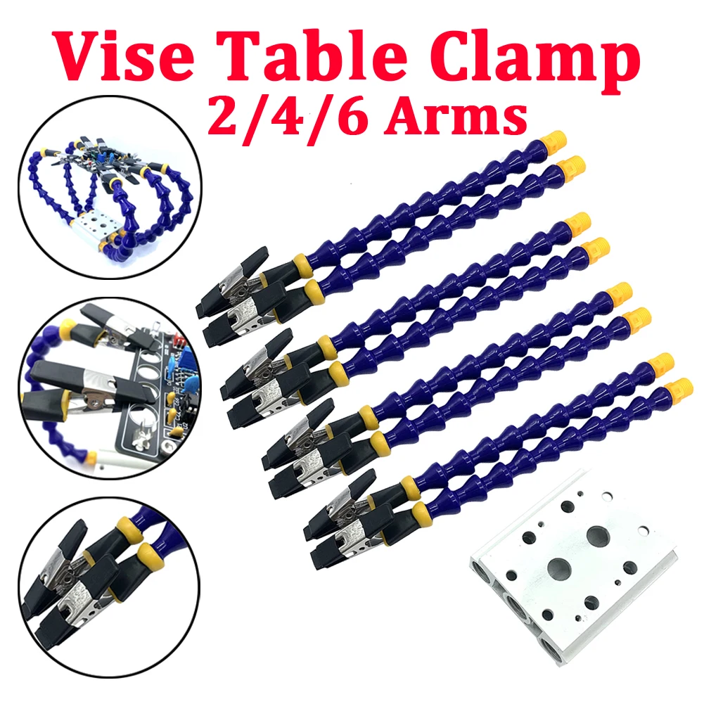 

Bench Vise Table Clamp Soldering Station with 2/4/6 Arms Soldering Iron Holder PCB Vise Hand Station Welding Repair Tools 25CM