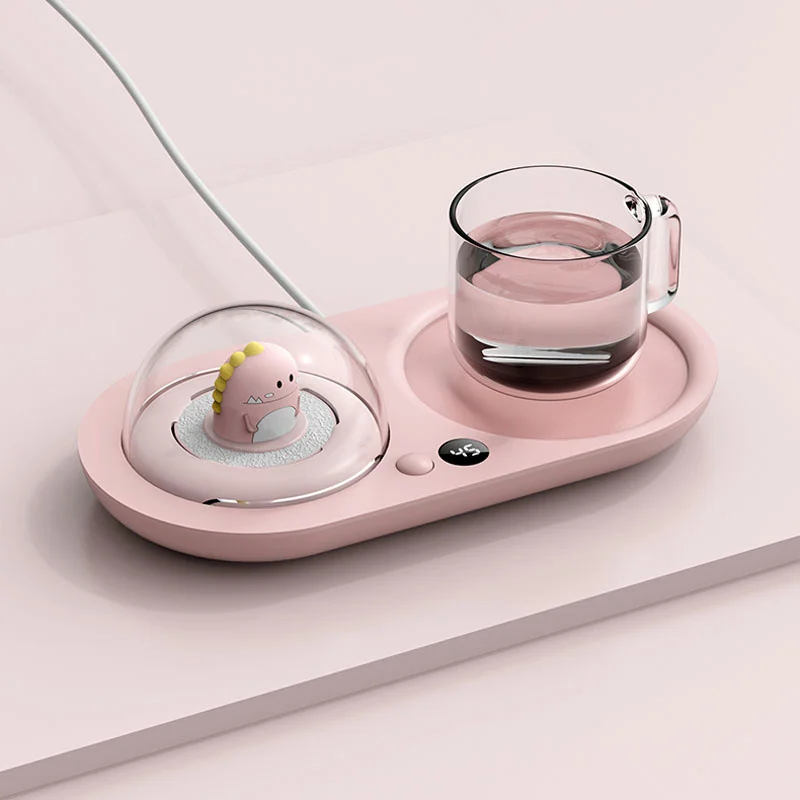 

Warmer 3 Gear Coffee Mug Heating Coaster Smart Thermostatic Hot Plate Milk Tea Water Heating Pad with Aromatherapy Lamp For Home