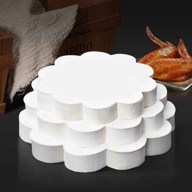 

100Pcs 15-28cm White Lace Round High Temperature Resistant Silicone Oil Air Fryer Food Pad Baking Barbecue Grill Papers