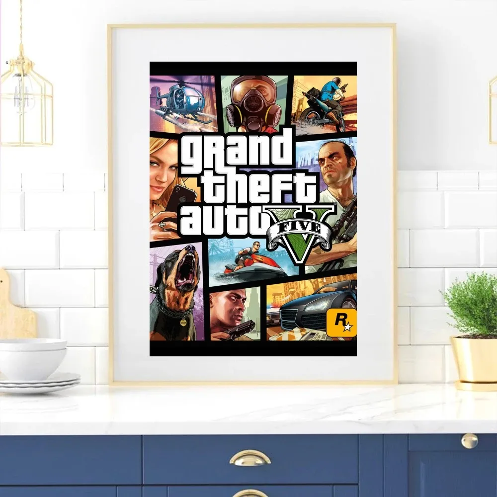 Постер Grand Theft Auto V GTA5 домашний декор для комнаты гостиная спальня эстетическое