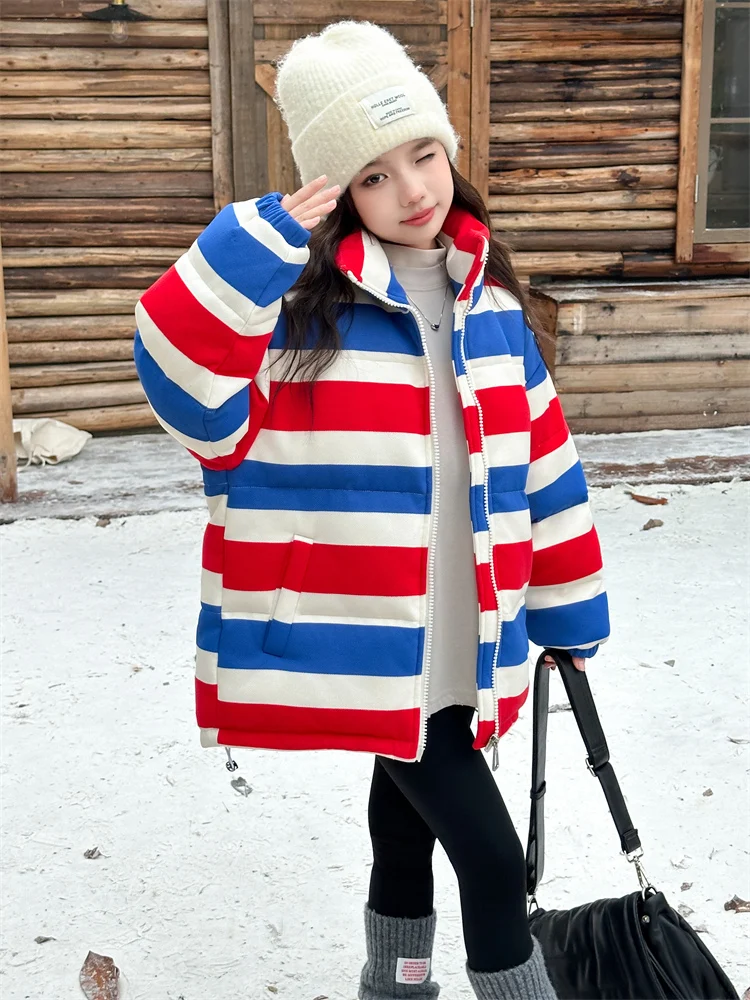 Хлопковая стеганая куртка для девочек Fried Street новинка зимы 2024 детское утолщенное