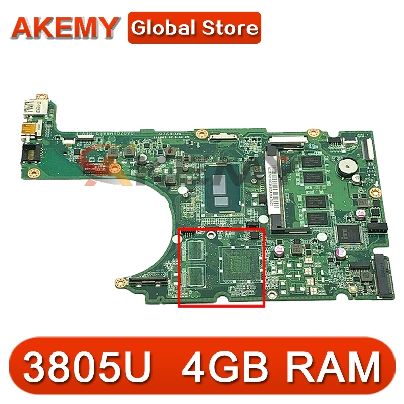 

Материнская плата Akemy для ноутбука ACER Aspire R3-471 Pentium 3805U, материнская плата DA0ZQXMB8E0 с 4 Гб ОЗУ DDR3
