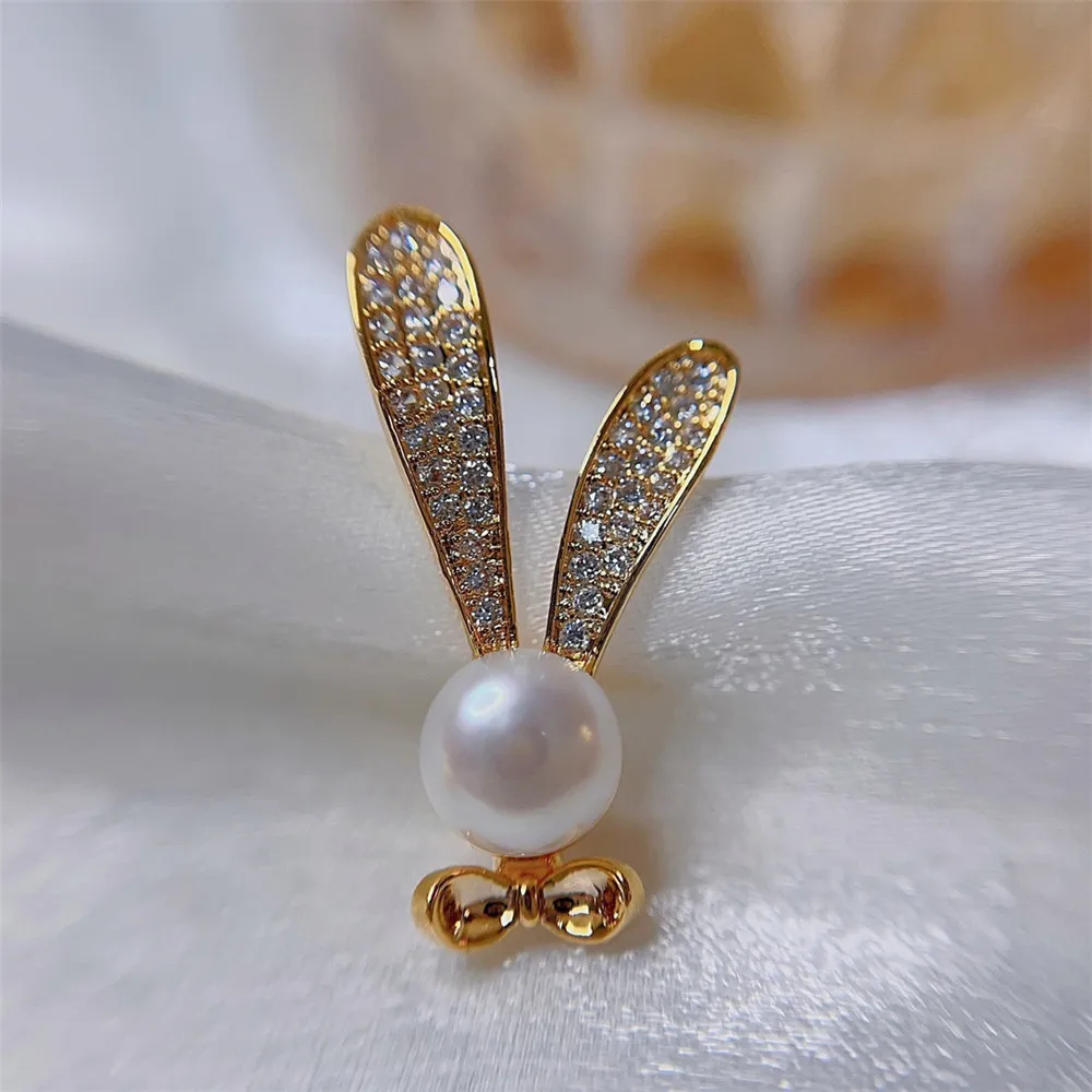 

8.5-9mm Natural High-quality Freshwater Pearl Classic Rabbit Series Brooch Wholesale Series