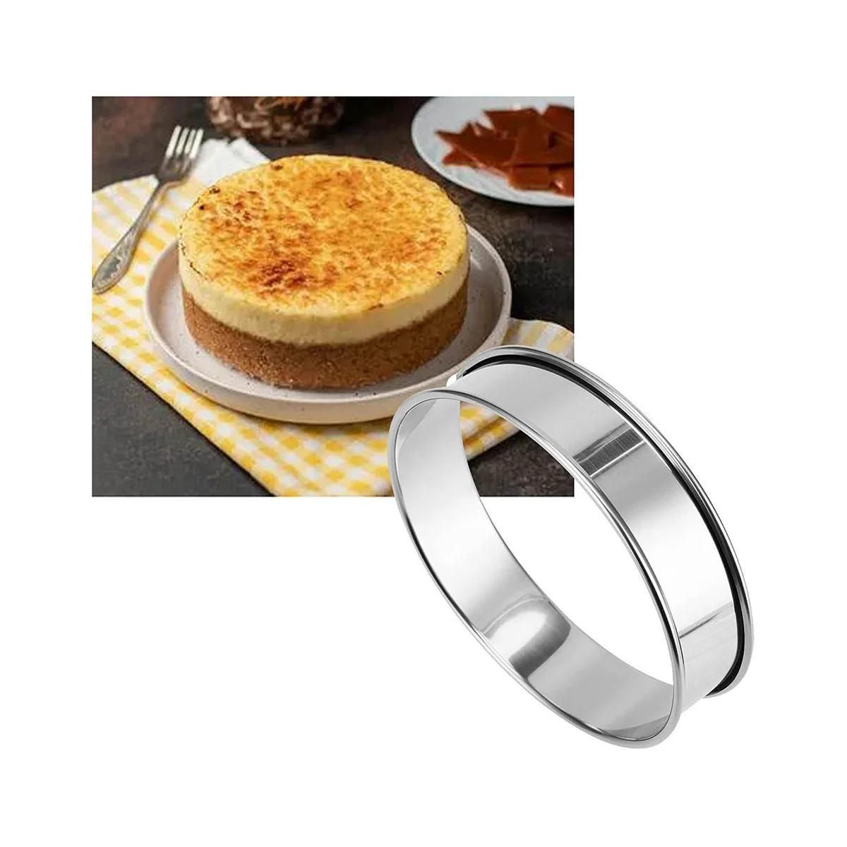 

4 Inch Muffin Rings Crumpet Rings, 8Pcs Stainless Steel Muffin Rings Molds Double Rolled Tart Rings Round Tart Ring