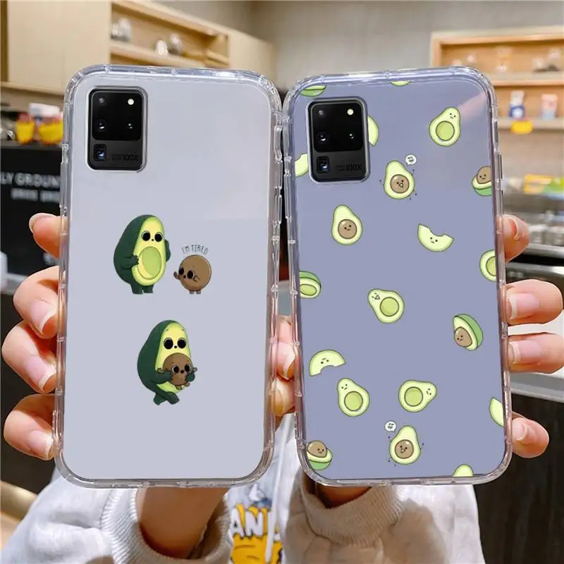 

Funny Avocado Fruit Pattern Clear Phone Case For Samsung Galaxy S10 S10e A70 Edge S22 S23 Plus Ultra Note10 Transparent Cove
