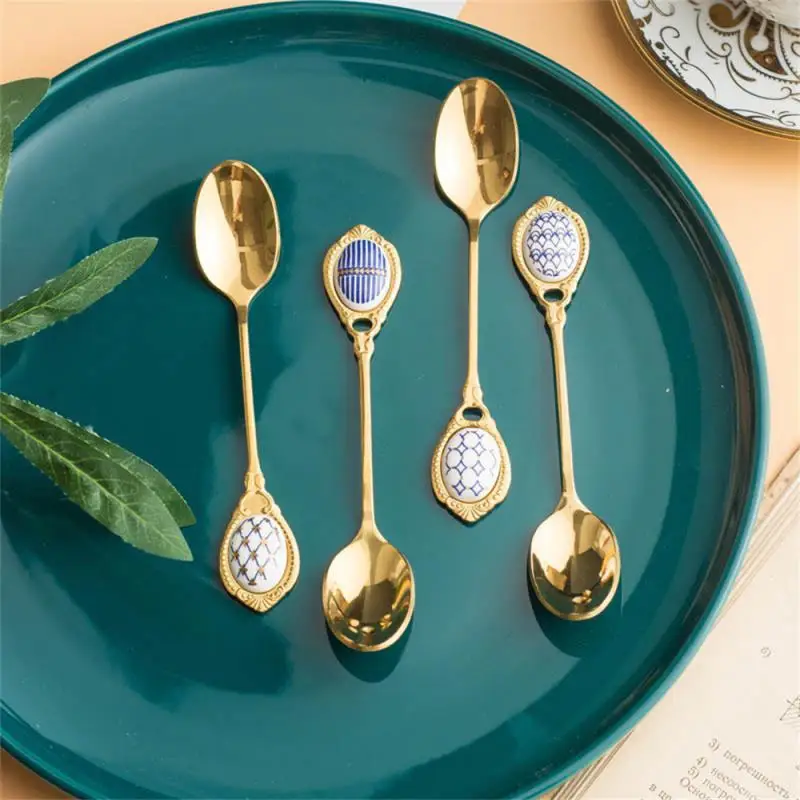 

Kitchen Tool Stainless Steel Spoon Kitchen Tableware Coffee Mixing Spoon Luxury Gold Spoon 1pcs Dessert Cake Spoon Dinnerware
