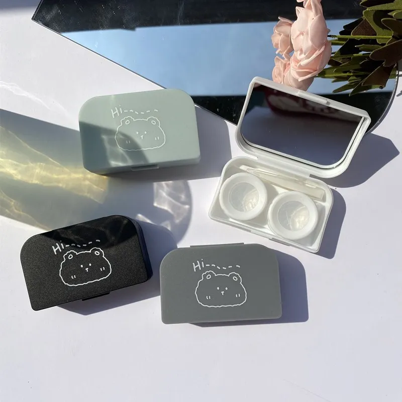 

Мультяшные Животные медведь цветные контактные линзы Контейнер для путешествий набор подарок модные милые футляры для контактных линз кор...