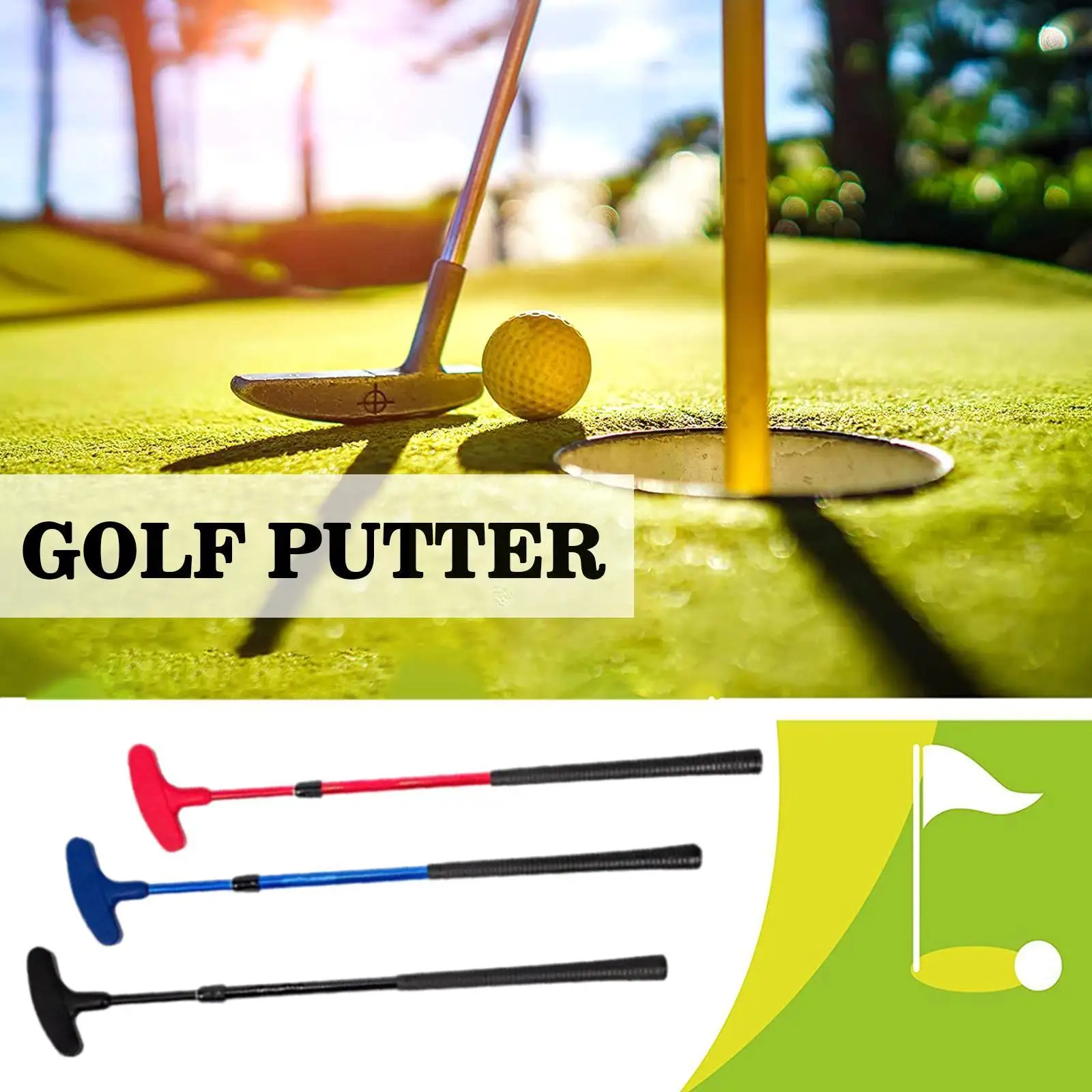 

New Golf Retractable Putter Children Adult Club Golf Golf Retractable Supplies Section 3 Color Foldable Putter Practice U5g9