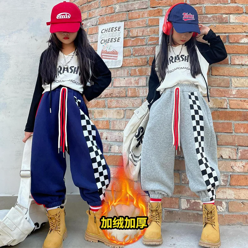 

Зимние плотные флисовые теплые спортивные штаны для девочек джоггеры длиной до щиколотки мешковатые шаровары детские повседневные хлопковые термобрюки