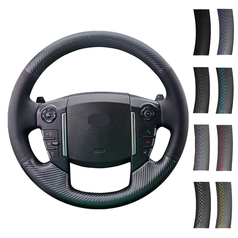 

Чехол рулевого колеса автомобиля черная ручная работа из углеродного волокна, натуральная кожа для Land Rover Discovery 4 2010-2016 Range Rover Sport