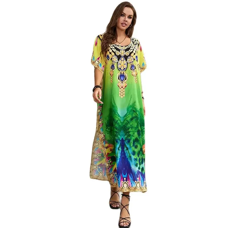 

abaya dubai Turkey kaftan muslim long printed dress womens fashion robe africaine casual Islam clothing 2022