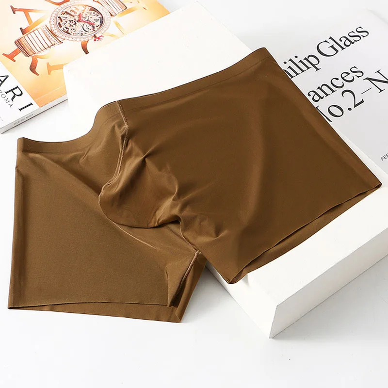 4pcs/lot Men Underwear Boxer for Men Panties Ice Silk Seamless Sexy Underpants Shorts Breathable Man Boxershorts Thin Summer