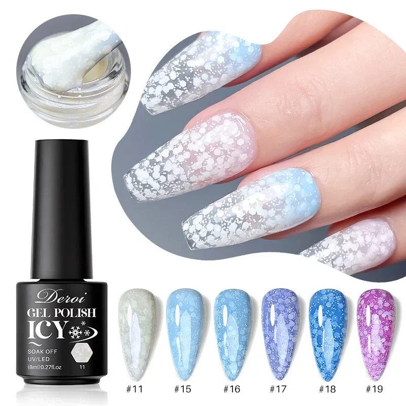 Новый рождественский гель-лак для ногтей со снежинками молочно-белый розовый