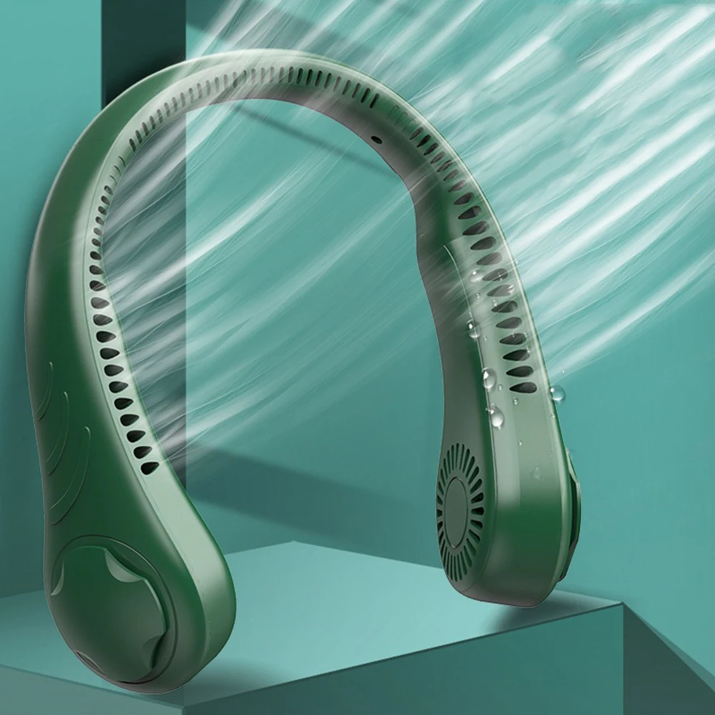 

Summer Air Cooling Hanging Neck Fan Leafless Hands-free Outdoor Sports Travel Running Fitness Personal Wearable Fans