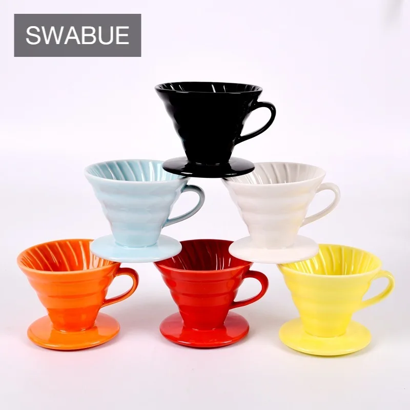 

Ceramic Colorful Office Home Usable Mug V60 Tapered Coffee Spiral Coffee Dripper Filter Cup Hand Brewed Barista Tool with Handle